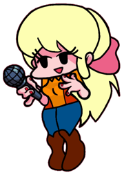 Size: 720x998 | Tagged: safe, artist:darlycatmake, derpibooru import, megan williams, human, fanart, friday night funkin', happy, humanized, lidded eyes, microphone, open mouth, simple background, smiling, solo, transparent background