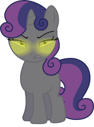 Size: 2423x3251 | Tagged: safe, artist:waleedtariqmmd, derpibooru import, sweetie belle, pony, unicorn, .exe, angry, female, filly, foal, frown, horn, lightning, rainbow.exe, shrunken pupils, simple background, transparent background