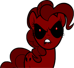 Size: 7876x7253 | Tagged: safe, artist:waleedtariqmmd, derpibooru import, pinkie pie, earth pony, pony, .exe, angry, black sclera, creepypasta, female, lip bite, mare, rainbow.exe, simple background, transparent background, zalgo, zalgo pie