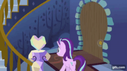 Size: 640x360 | Tagged: safe, derpibooru import, screencap, starlight glimmer, pony, unicorn, every little thing she does, season 6, animated, cake, female, food, gif, gifs.com, mare, open mouth, pancakes, solo, twilight's castle