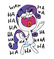 Size: 521x563 | Tagged: safe, artist:corwin, derpibooru import, rarity, pony, unicorn, bipedal, evil laugh, evil rarity, female, laughing, open mouth, simple background, solo, transparent background