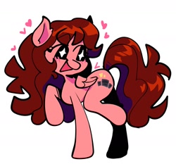 Size: 1890x1759 | Tagged: safe, artist:ocean_hairuuu, derpibooru import, pegasus, pony, brown hair, cutie mark, female, friday night funkin', girlfriend, heart, pink body, ponified, simple background, solo, solo female, white background