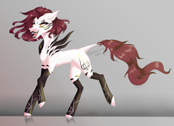 Size: 2053x1487 | Tagged: safe, artist:thelazyponyy, derpibooru import, oc, oc:emala jiss, earth pony, pony, abstract background, ear fluff, ears, earth pony oc, female, lipstick, mare, running, smiling, solo, tattoo