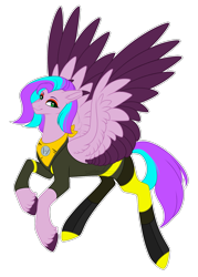 Size: 1291x1800 | Tagged: safe, artist:purplegrim40, derpibooru import, oc, oc only, pegasus, pony, clothes, colored wings, female, mare, pegasus oc, peytral, simple background, smiling, transparent background, two toned wings, unshorn fetlocks, wings