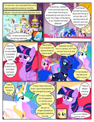 Size: 612x792 | Tagged: safe, artist:newbiespud, derpibooru import, edit, edited screencap, screencap, fluttershy, princess cadance, princess celestia, princess luna, rainbow dash, twilight sparkle, twilight sparkle (alicorn), alicorn, pegasus, pony, comic:friendship is dragons, twilight's kingdom, canterlot castle, comic, dialogue, eyelashes, female, jewelry, mare, peytral, screencap comic, tiara