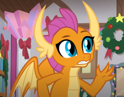 Size: 683x533 | Tagged: safe, derpibooru import, screencap, smolder, dragon, the hearth's warming club, cropped, dragoness, female, solo, spread wings, wings