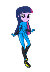 Size: 3035x4299 | Tagged: safe, artist:rollyagami02, derpibooru import, twilight sparkle, equestria girls, clothes, clothes swap, cosplay, costume, metroid, samus aran, simple background, solo, white background, zero suit