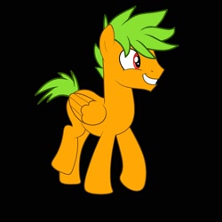 Size: 2000x2000 | Tagged: safe, artist:jamextreme140, derpibooru import, oc, oc only, oc:galder rust, pegasus, pony, base, base used, black background, excited, folded wings, grin, high res, male, pegasus oc, simple background, smiling, solo, stallion, trotting, wings
