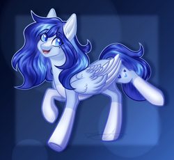 Size: 1400x1287 | Tagged: safe, artist:purplegrim40, derpibooru import, oc, oc only, pegasus, pony, abstract background, female, mare, pegasus oc, smiling, solo, wings