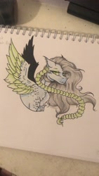 Size: 1980x3520 | Tagged: safe, artist:thelazyponyy, derpibooru import, oc, oc only, pegasus, pony, braid, chest fluff, pegasus oc, solo, traditional art, wings