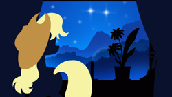 Size: 3920x2205 | Tagged: safe, artist:simonk0, derpibooru import, applejack, earth pony, pony, applejack's hat, clothes, cowboy hat, female, hat, high res, night, silhouette, solo, stars, wallpaper, window