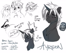 Size: 4096x3299 | Tagged: safe, artist:opalacorn, derpibooru import, oc, oc only, oc:ayreon, pony, unicorn, ear piercing, earring, eyebrow piercing, jewelry, male, piercing, reference sheet, solo, stallion