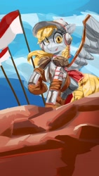 Size: 2160x3840 | Tagged: safe, artist:applephil, derpibooru import, derpy hooves, pegasus, pony, armor, female, flag, helmet, looking at you, mare, poland, sketch, smiling, smiling at you, solo, winged hussar