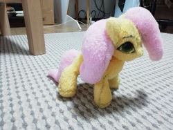 Size: 1600x1200 | Tagged: safe, artist:palettenight, derpibooru import, fluttershy, pegasus, pony, eye, eyes, female, pink, plushie, solo, tail, toy, wings, yellow