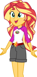 Size: 3000x6205 | Tagged: safe, artist:cloudyglow, derpibooru import, sunset shimmer, equestria girls, legend of everfree, .ai available, absurd resolution, camp everfree outfits, clothes, embrace the magic, legs, open mouth, shorts, simple background, transparent background, vector