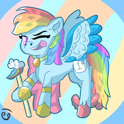 Size: 2000x2000 | Tagged: safe, artist:papacruda09, derpibooru import, rainbow dash, pegasus, pony, :p, clothes, costume, female, mare, simple background, solo, tongue, tongue out