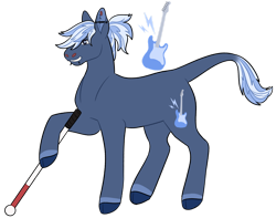 Size: 1280x1011 | Tagged: safe, artist:s0ftserve, derpibooru import, oc, oc only, oc:thundersnow, earth pony, pony, blind, cane, male, simple background, solo, stallion, transparent background