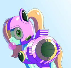 Size: 912x877 | Tagged: safe, artist:trackheadtherobopony, derpibooru import, oc, oc:goldheart, pony, robot, robot pony, bubblegum, food, gum, hoof cannon, pointing at you