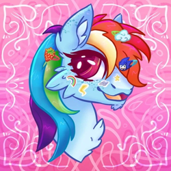 Size: 644x644 | Tagged: safe, artist:tabutalisman, derpibooru import, rainbow dash, pegasus, pony, bust, female, mare, open mouth, open smile, portrait, smiling, solo, sonic the hedgehog, sonic the hedgehog (series), sticker