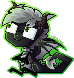 Size: 1570x1657 | Tagged: safe, artist:amberpone, derpibooru import, oc, oc only, oc:carl, dracony, dragon, hybrid, pony, commission, digital art, dragon tail, dragon wings, full body, glasses, green eyes, grumpy, horns, invader zim, male, necktie, outline, paint tool sai, simple background, solo, stallion, tail, transparent background, wings