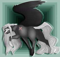 Size: 2556x2461 | Tagged: safe, artist:inisealga, derpibooru import, oc, oc only, oc:angel, pegasus, pony, fanfic:piercing the heavens, abstract background, coat markings, facial markings, final fantasy, final fantasy vii, male, one winged pegasus, pegasus oc, sephiroth, socks (coat marking), solo, stallion