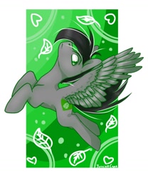 Size: 860x1032 | Tagged: safe, artist:yukkikochan, derpibooru import, oc, oc:dante fly, undead, vampire, flying, green background, green eyes, half bat pony, simple background