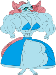 Size: 2456x3264 | Tagged: safe, artist:hubfanlover678, derpibooru import, ocellus, anthro, changedling, changeling, female, musclecellus, muscles, muscular female, overdeveloped muscles, simple background, solo, white background