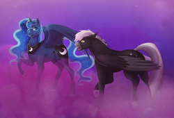 Size: 2200x1500 | Tagged: safe, artist:mirtalimeburst, derpibooru import, princess luna, oc, oc only, alicorn, changeling, pegasus, pony, disguise, disguised changeling, pegasus oc