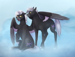 Size: 2000x1500 | Tagged: safe, artist:mirtalimeburst, derpibooru import, oc, oc only, changeling, pegasus, pony, disguise, disguised changeling, pegasus oc, self paradox, self ponidox