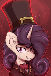 Size: 3272x4836 | Tagged: safe, artist:czu, derpibooru import, oc, oc only, oc:charm, pony, unicorn, battleblock theatre, bust, clothes, crying, hat, hatty hattington, male, solo, top hat