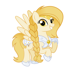 Size: 2048x2048 | Tagged: safe, derpibooru import, oc, oc only, pegasus, braid, fantasy class, female, flight, flying, gold, golden eyes, guard, guardsmare, mare, pegasus oc, royal guard, simple background, solo, spread wings, transparent background, warrior, wings, yellow mane