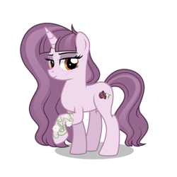 Size: 2048x2048 | Tagged: safe, derpibooru import, oc, oc only, unicorn, dead, female, flower, gray, gray eyes, horn, mare, pink coat, pink mane, purple coat, purple hair, purple mane, rose, simple background, solo, transparent background, unicorn oc, vine, withered