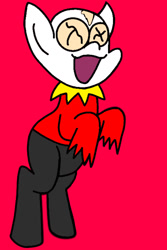 Size: 606x906 | Tagged: safe, derpibooru import, pony, barely pony related, doctor eggman, friday night funkin', jumping, laughing, ponified, robotnik exe, sonic the hedgehog (series), triple trouble
