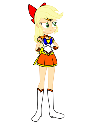 Size: 3072x4096 | Tagged: safe, artist:rollyagami02, derpibooru import, applejack, equestria girls, clothes, clothes swap, cosplay, costume, pixiv, sailor moon, sailor venus, simple background, solo, transparent background