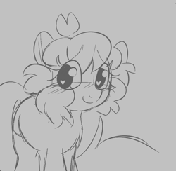 Size: 794x776 | Tagged: safe, artist:mushy, ponerpics import, oc, oc only, earth pony, pony, aggie.io, female, heart eyes, mare, monochrome, simple background, sketch, smiling, wingding eyes
