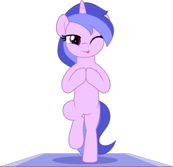 Size: 5195x5000 | Tagged: safe, artist:jhayarr23, derpibooru import, sea swirl, seafoam, pony, unicorn, :p, background pony, bipedal, commission, cute, female, mare, one eye closed, seadorable, simple background, smiling, solo, standing, standing on one leg, tongue, tongue out, transparent background, ych result, yoga, yoga mat, yoga pose