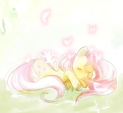 Size: 1700x1564 | Tagged: safe, artist:aztrial, derpibooru import, fluttershy, butterfly, pegasus, pony, eyes closed, sleeping, solo