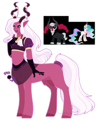 Size: 1616x2000 | Tagged: safe, artist:purplegrim40, derpibooru import, lord tirek, princess celestia, oc, alicorn, centaur, pony, taur, clothes, female, gloves, hoof shoes, interspecies offspring, jewelry, long gloves, male, mare, offspring, parent:lord tirek, parent:princess celestia, parents:celestirek, simple background, tiara, transparent background