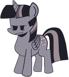 Size: 705x789 | Tagged: safe, artist:darlycatmake, artist:rainbrony, derpibooru import, edit, editor:pagiepoppie12345, twilight sparkle, twilight sparkle (alicorn), alicorn, pony, discorded, discorded twilight, female, friday night funkin', horn, mare, simple background, transparent background, twilight sparkle is not amused, twilight tragedy, unamused, wings