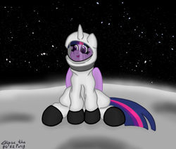 Size: 1003x850 | Tagged: safe, artist:eklipsethepony, derpibooru import, twilight sparkle, twilight sparkle (alicorn), alicorn, pony, moon, on the moon, solo, space, spacesuit