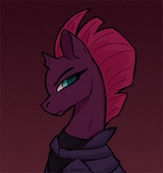 Size: 1300x1385 | Tagged: safe, artist:bardocobarde, derpibooru import, tempest shadow, pony, unicorn, broken horn, bust, female, frown, horn, mare, profile, solo