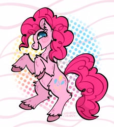 Size: 2853x3181 | Tagged: safe, artist:bardocobarde, derpibooru import, pinkie pie, earth pony, pony, abstract background, fluffy, smiling, solo