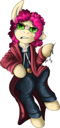 Size: 1115x2388 | Tagged: safe, artist:jamescorck, derpibooru import, oc, oc only, oc:cotton bucket, pony, clothes, cosplay, costume, edward elric, fullmetal alchemist, simple background, solo, transparent background