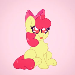 Size: 2342x2342 | Tagged: safe, artist:cinematic-fawn, derpibooru import, apple bloom, earth pony, pony, :p, pink background, simple background, solo, tongue, tongue out