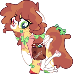 Size: 1498x1509 | Tagged: safe, artist:kurosawakuro, derpibooru import, oc, oc only, pegasus, pony, snake, bag, base used, clothes, ears, female, floppy ears, heterochromia, mare, mushroom, saddle bag, simple background, solo, toad, transparent background