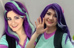 Size: 2532x1628 | Tagged: safe, artist:sarahndipity cosplay, artist:seabeersky, derpibooru import, starlight glimmer, human, equestria girls, mirror magic, spoiler:eqg specials, clothes, cosplay, costume, everfree northwest, everfree northwest 2019, grin, irl, irl human, photo, smiling