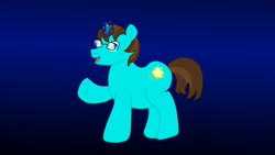 Size: 3264x1836 | Tagged: safe, artist:the double u, derpibooru import, oc, oc:star spark, unicorn, fanfic:the six knights of the night, chubby, fanfic art, glasses, gradient background, magic, magic aura, ponysona, solo, waving at you