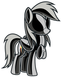 Size: 5523x6918 | Tagged: safe, alternate version, artist:severity-gray, derpibooru import, rainbow dash, pegasus, pony, alternate hairstyle, backwards cutie mark, blindfold, female, latex, latex suit, mare, raised hoof, raised leg, simple background, smiling, solo, transparent background