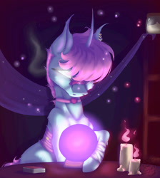 Size: 2693x3001 | Tagged: safe, artist:thelazyponyy, derpibooru import, oc, oc only, pony, unicorn, candle, crystal ball, horn, solo, unicorn oc