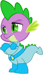 Size: 460x780 | Tagged: safe, artist:4-chap, artist:caffeinejunkie, artist:snicket324, derpibooru import, spike, dragon, clothes, costume, crossed arms, duck dodgers, male, simple background, solo, transparent background